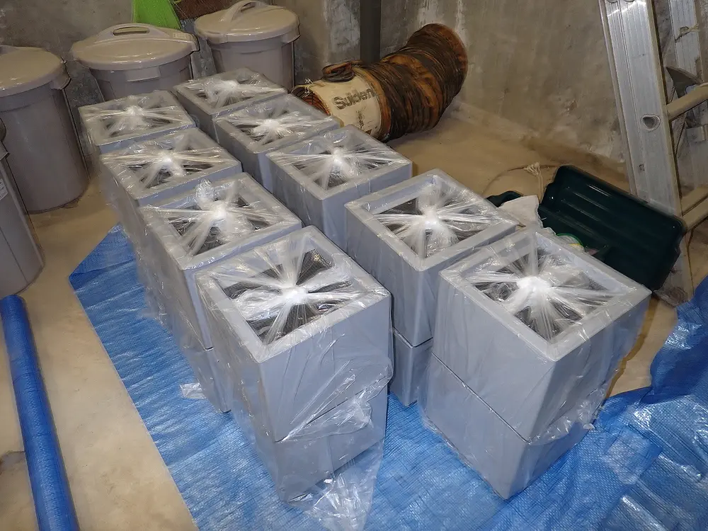 カートリッジに詰めたヨウ素炭